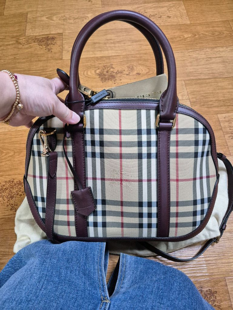 버버리 오차드 호스페리 체크 토트백--1