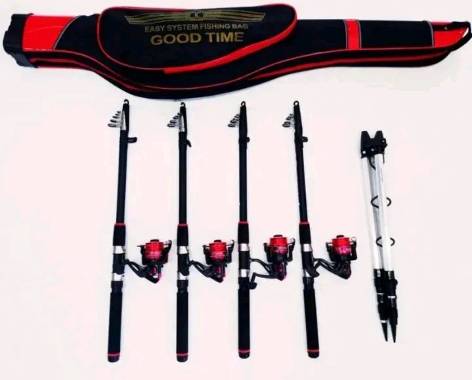 가방+원투낚시대3.6m4대+4000번릴4대+릴줄+삼각받침대 이미지