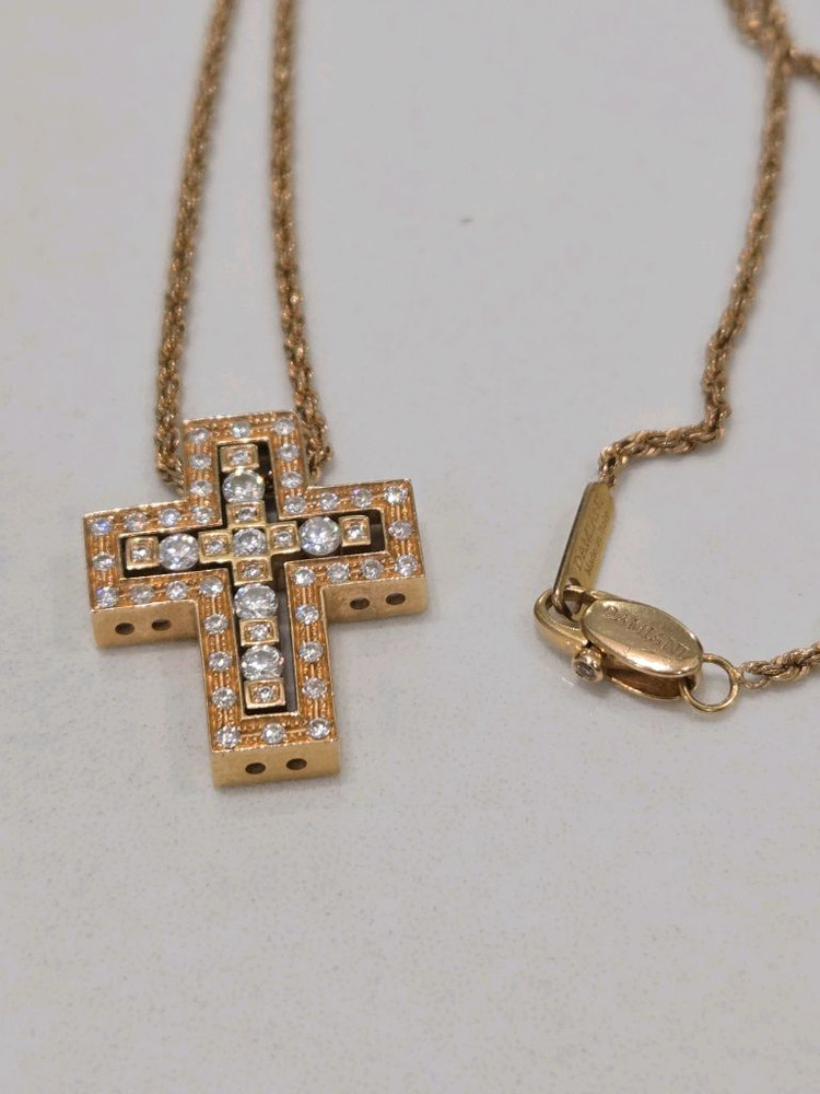 18k 목걸이 로즈 골드 십자가--1