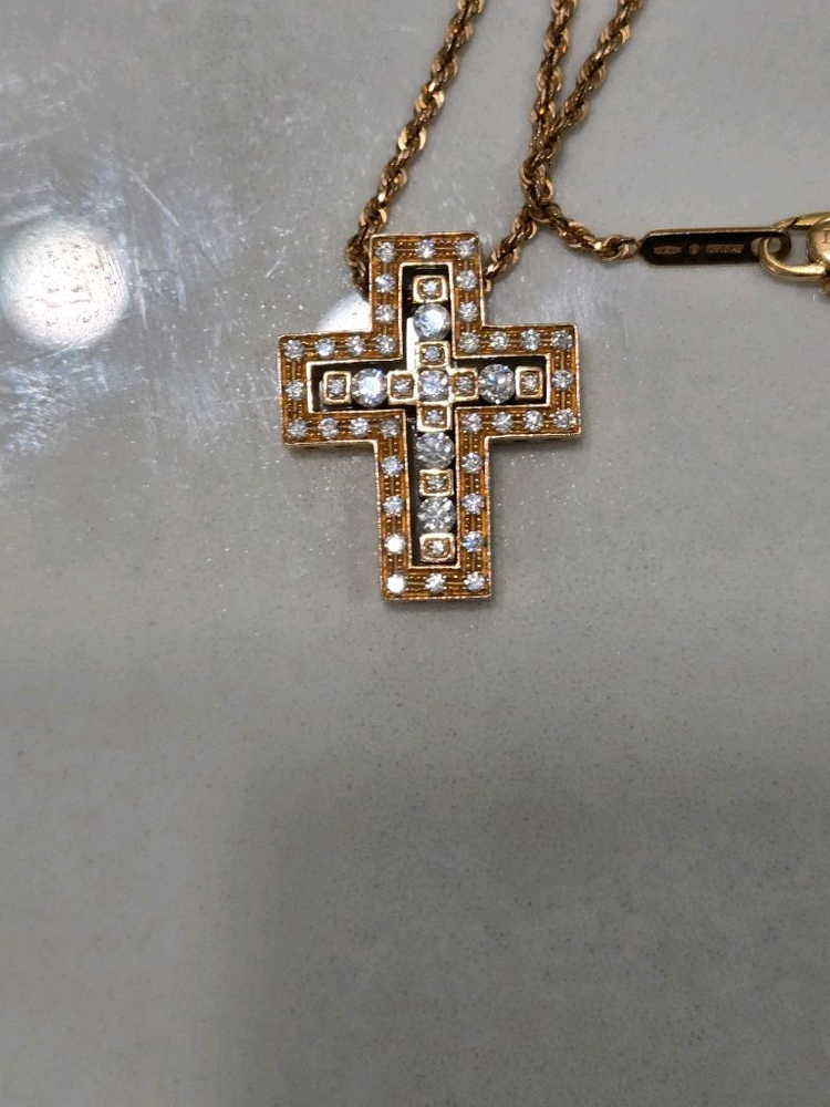 18k 목걸이 로즈 골드 십자가--3