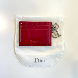디올 레드 페이던트 카드지갑