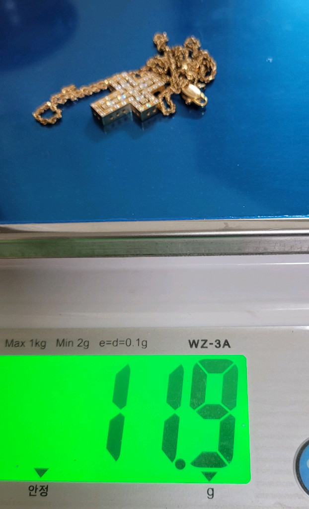 18k 목걸이 로즈 골드 십자가--6