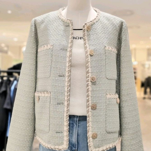 [새상품]보브(VOV) 배색 트리밍 버튼업 트위드 자켓