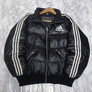 105 아디다스 삼선 블랙 유광 푸퍼 숏 패딩 자켓