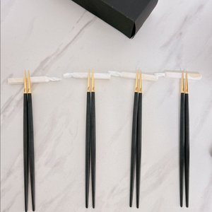 큐티폴 블랙골드 젓가락+받침 4p