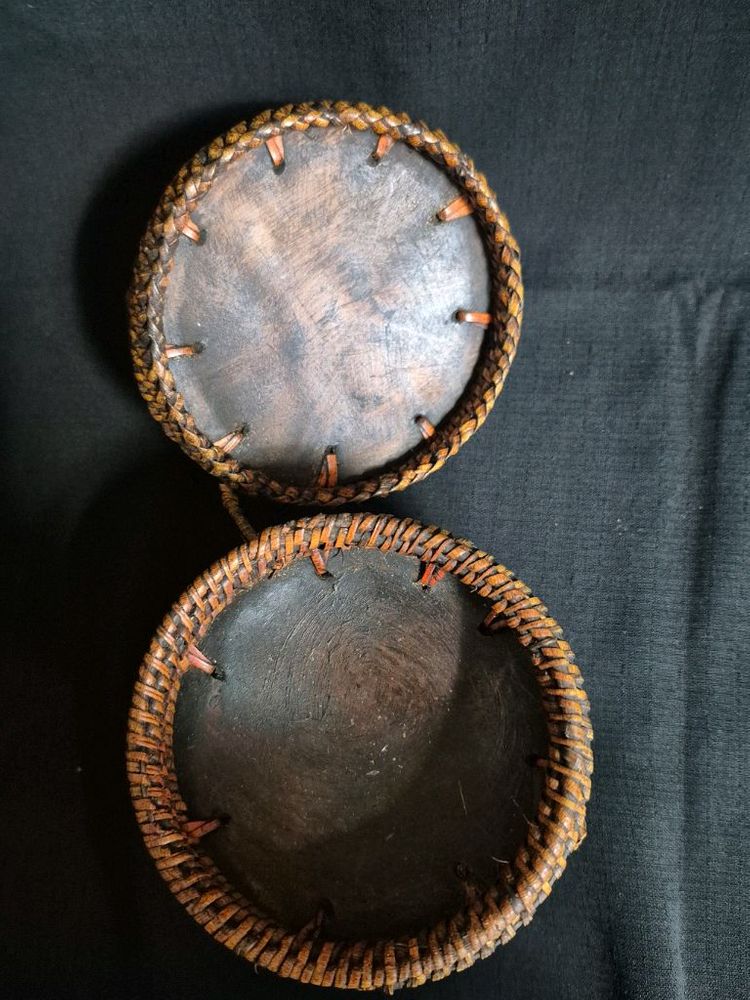 엔틱 대나무 나무 합 공예품 차도구--2