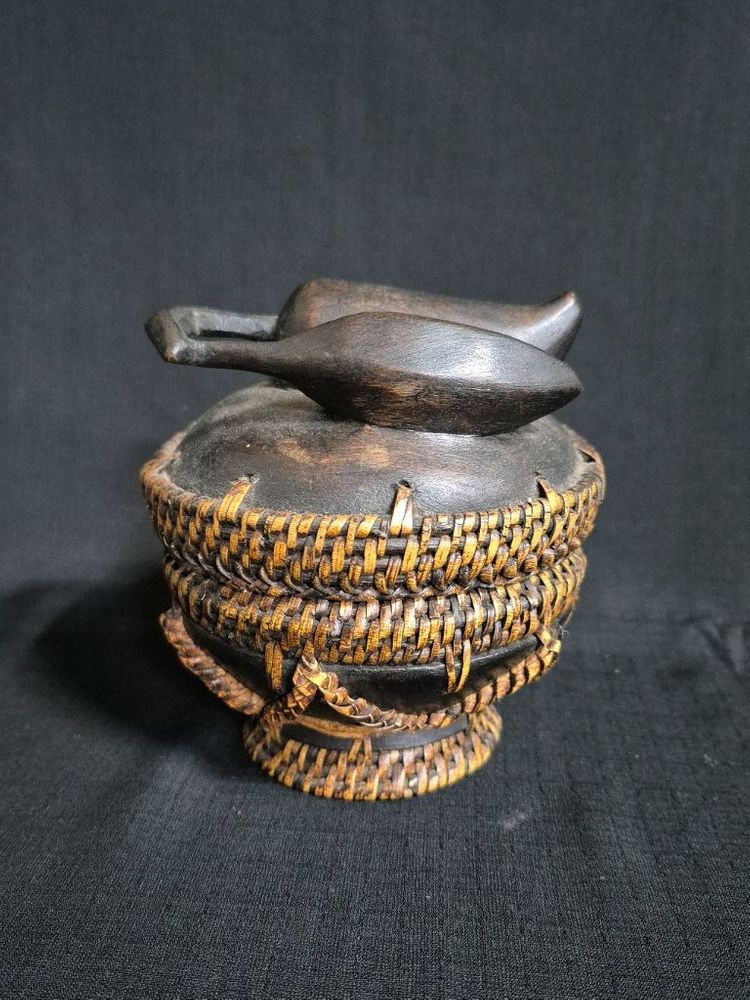 엔틱 대나무 나무 합 공예품 차도구--9