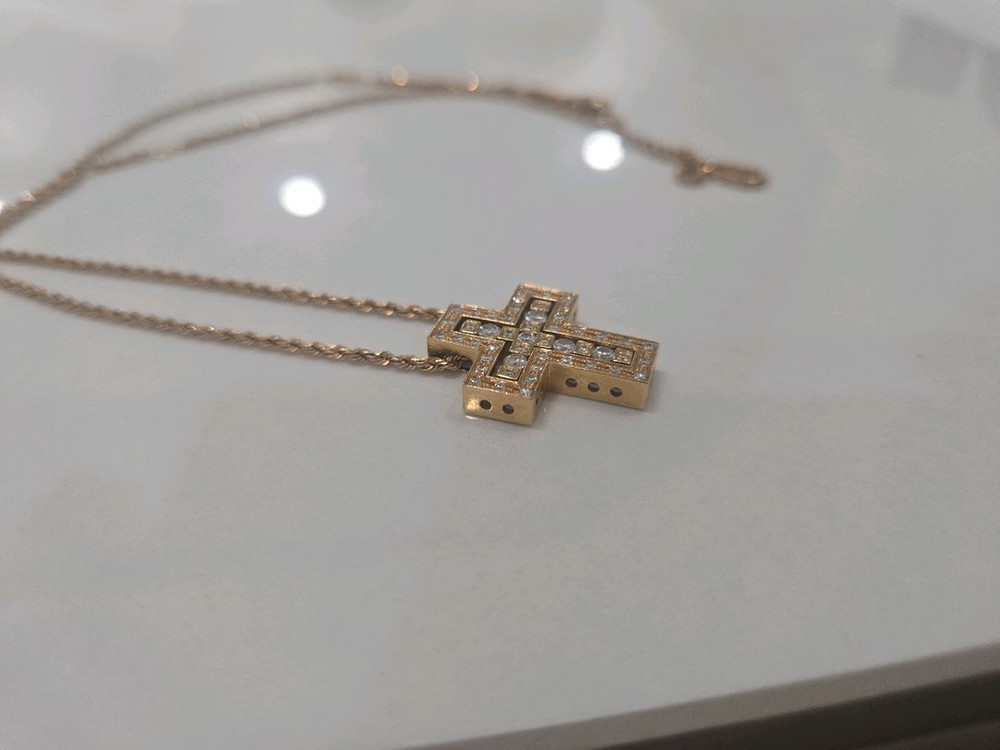 18k 목걸이 로즈 골드 십자가--5