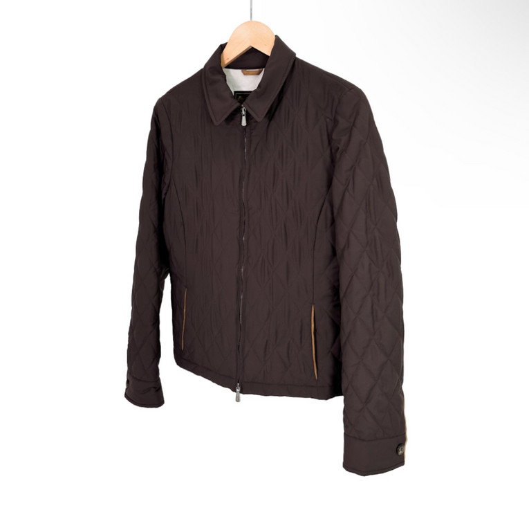 [44] 로로피아나 여성 퀄티드 봄버 자켓 브라운--1