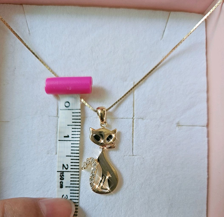 14k 옐로골드 도도한 고양이 펜던트 이미지
