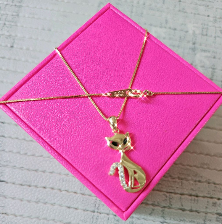 14k 옐로골드 도도한 고양이 펜던트 이미지