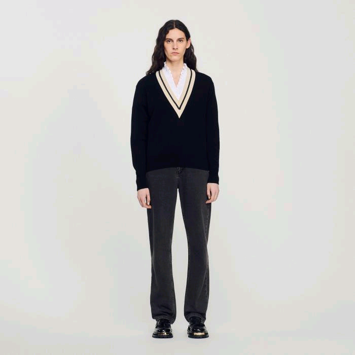 [산드로] *새상품* 브이넥 니트--1