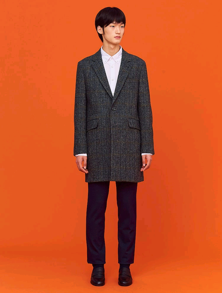 (새상품)빈폴 네이비 해리스트위드 싱글체스터 코트 105--4