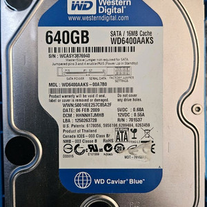 3.5인치 하드디스크 팝니다. 640GB, 500GB, 320GB, 160GB