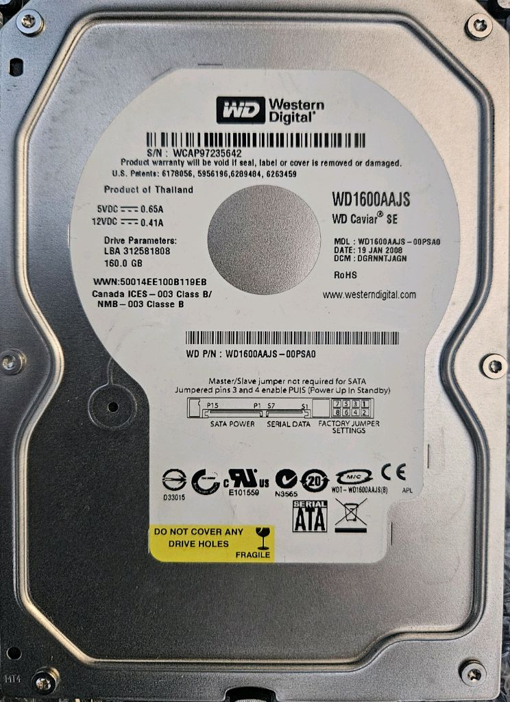 3.5인치 하드디스크 팝니다. 640GB, 500GB, 320GB, 160GB--5