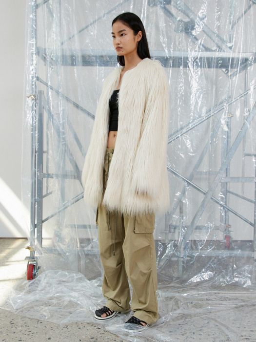 S/E/O 퍼자켓 롱헤어 폭스 퍼 코트--1