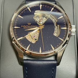 해밀턴 재즈마스터 오픈하트 미드나잇 블루 가죽 스트랩