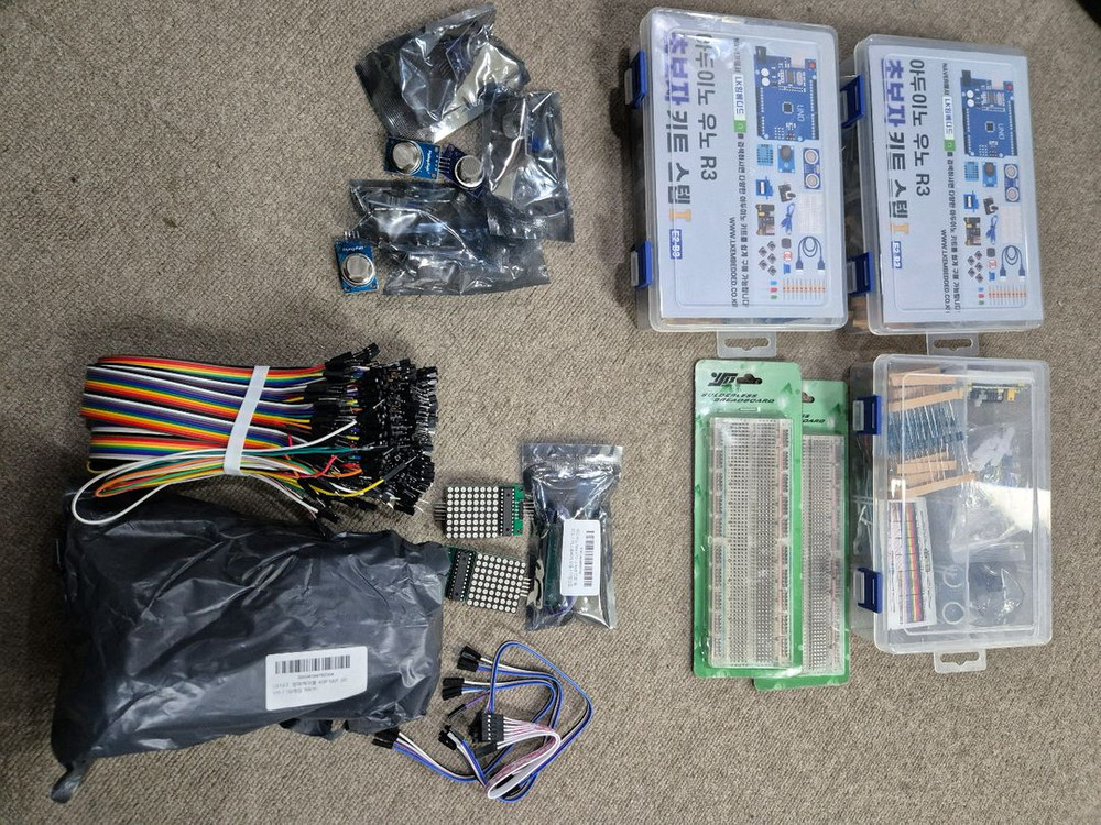 아두이노 우노 R3 초보자키트 스텝1 E2-B3 가스센서 도트 매트릭스 등등 이미지