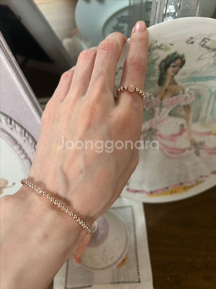 로즈골드 팔찌 반지 세트--1