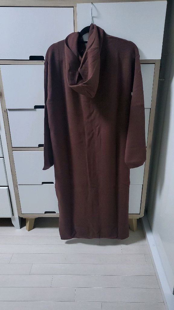 후드니트-롱원피스(브라운)--1