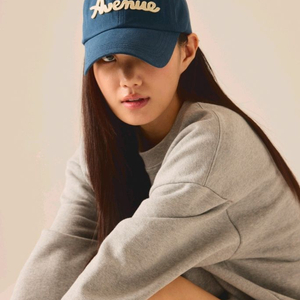 LIN AVENUE 로고 펠트 볼캡 - 네이비