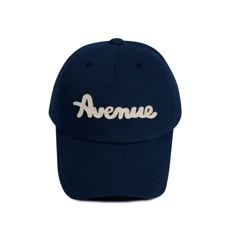 LIN AVENUE 로고 펠트 볼캡 - 네이비--2