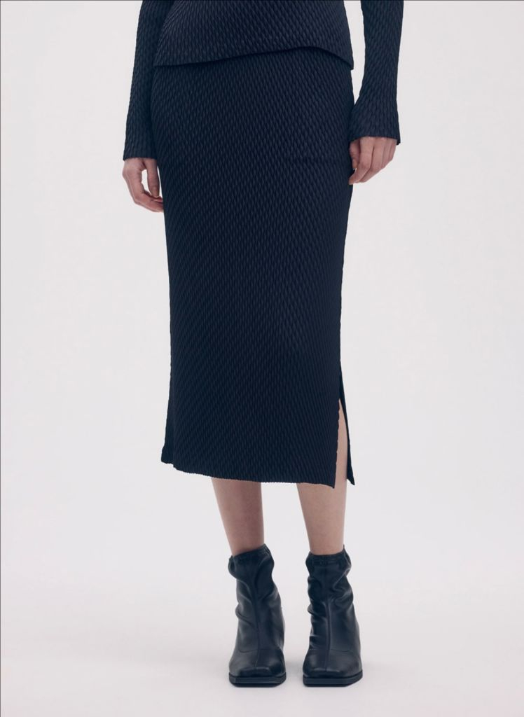 이세이미야케 슬릭 스커트 블랙--2