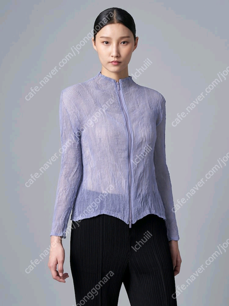 이세이미야케 쉬폰 가디건&탑,해칭스커트 아사가오퍼플 ~--1