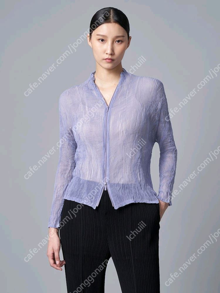 이세이미야케 쉬폰 가디건&탑,해칭스커트 아사가오퍼플 ~--2