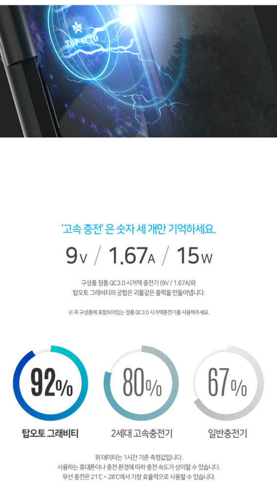 탑오토 그래비티 tc300 고속 무선충전거치대 이미지