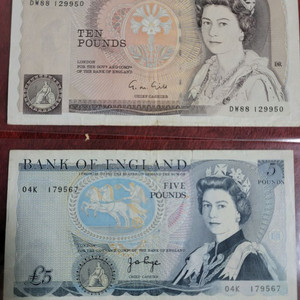 영국 파운드 구권 지폐 10파운드, 5파운드 이미지