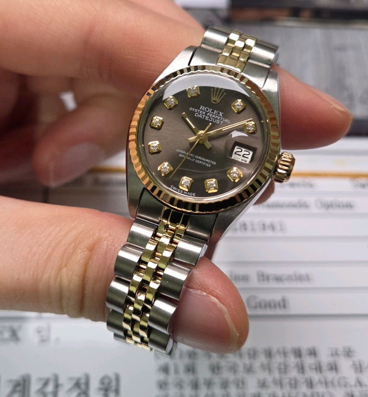 롤렉스 데이저스트 6917 초코판 10P다이아 쥬빌리줄 여성용 (감정서 포함) 이미지