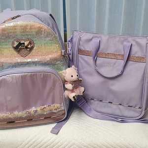 닥스키즈 스팽글 책가방 세트 라벤더