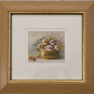꽃 바구니 유화 그림 액자
