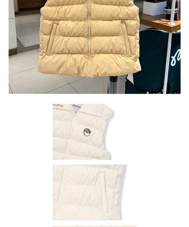 (S.M)MALBON GOLF 여성용 스윙 카라니트 다운 패딩 조끼--4