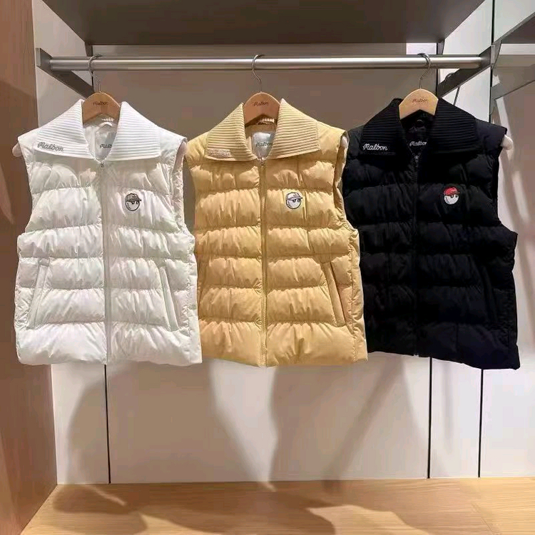 (S.M)MALBON GOLF 여성용 스윙 카라니트 다운 패딩 조끼--5