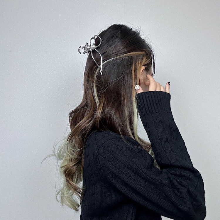 진주 메탈 리본 머리 집게핀 리본핀 헤어핀 머리핀--4
