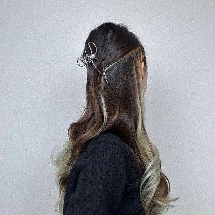 진주 메탈 리본 머리 집게핀 리본핀 헤어핀 머리핀--7