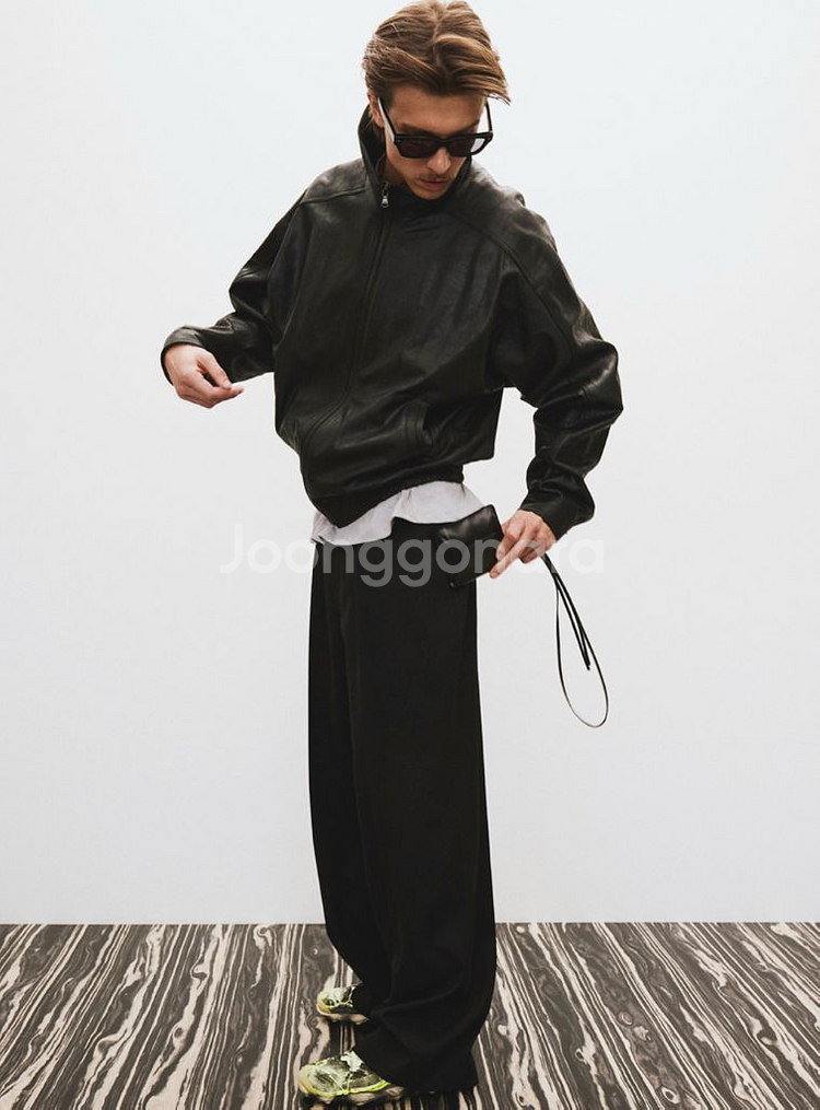 렉토 빈티지 크랙 이펙트 하이넥 레더 가죽 점퍼 L--3