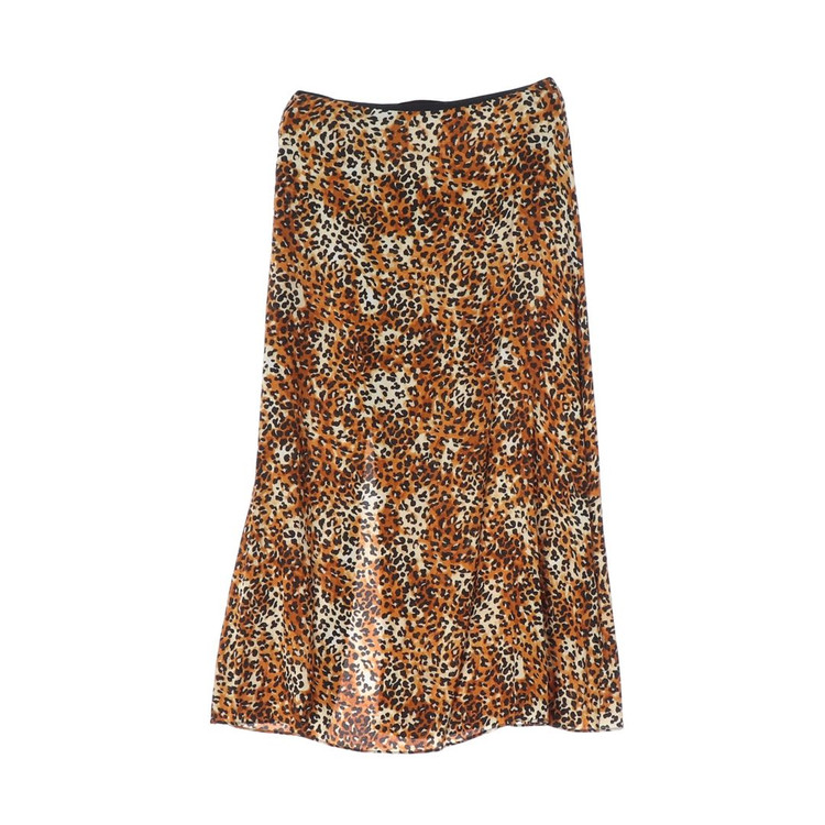 MAJE 마쥬 레오파드 슬릿 셔링 쉬폰 롱 스커트 치마 이미지
