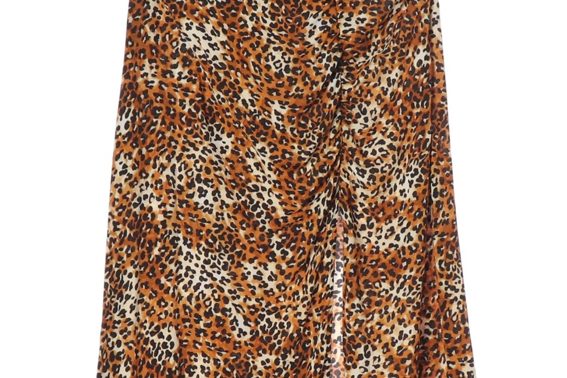 MAJE 마쥬 레오파드 슬릿 셔링 쉬폰 롱 스커트 치마 이미지