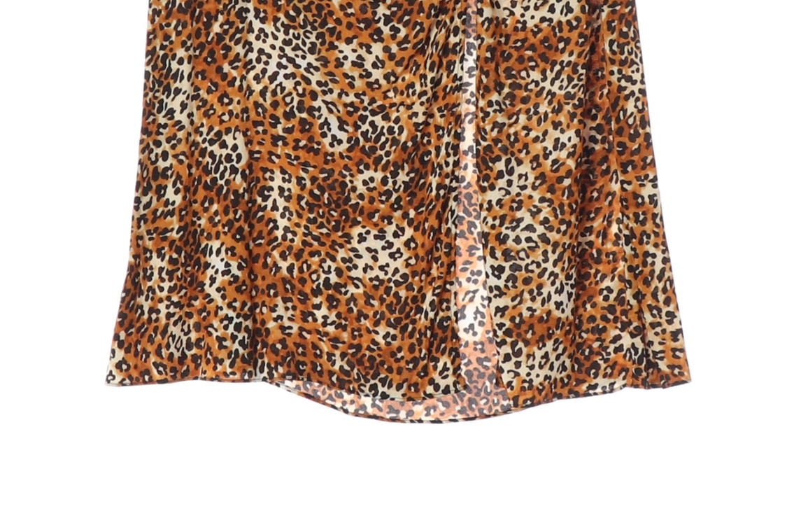 MAJE 마쥬 레오파드 슬릿 셔링 쉬폰 롱 스커트 치마 이미지