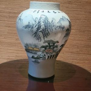 백운 산수화 도자기