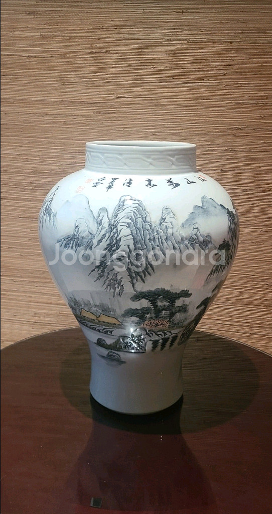 백운 산수화 도자기--4