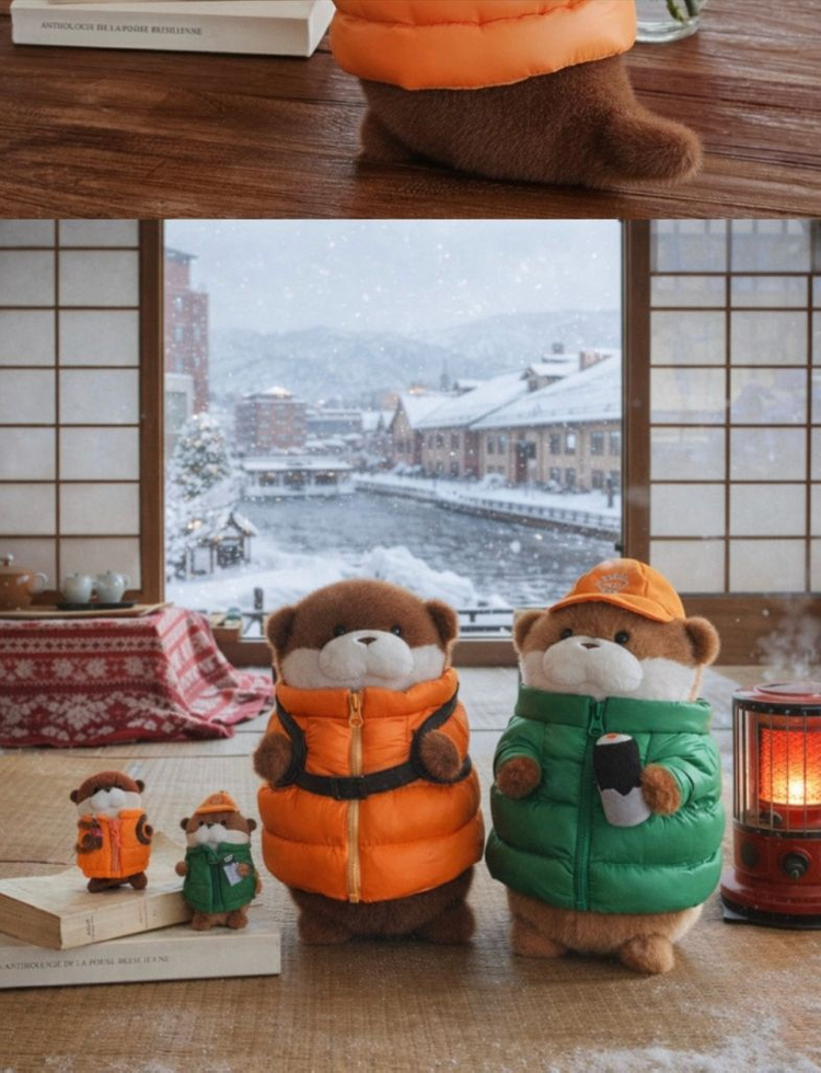 우소우소짱 중형인형 패딩 가방 겨울 등산, 도넛, 핫도그 (새상품) 이미지