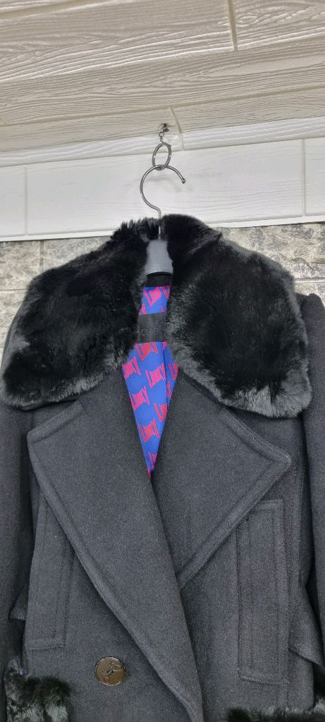 럭키슈에뜨 렉스퍼장식 모직 롱코트55--1