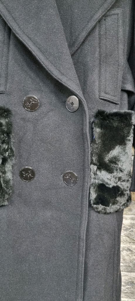 럭키슈에뜨 렉스퍼장식 모직 롱코트55--3