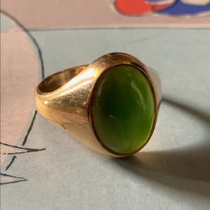 빈티지 오벌 그린 반지