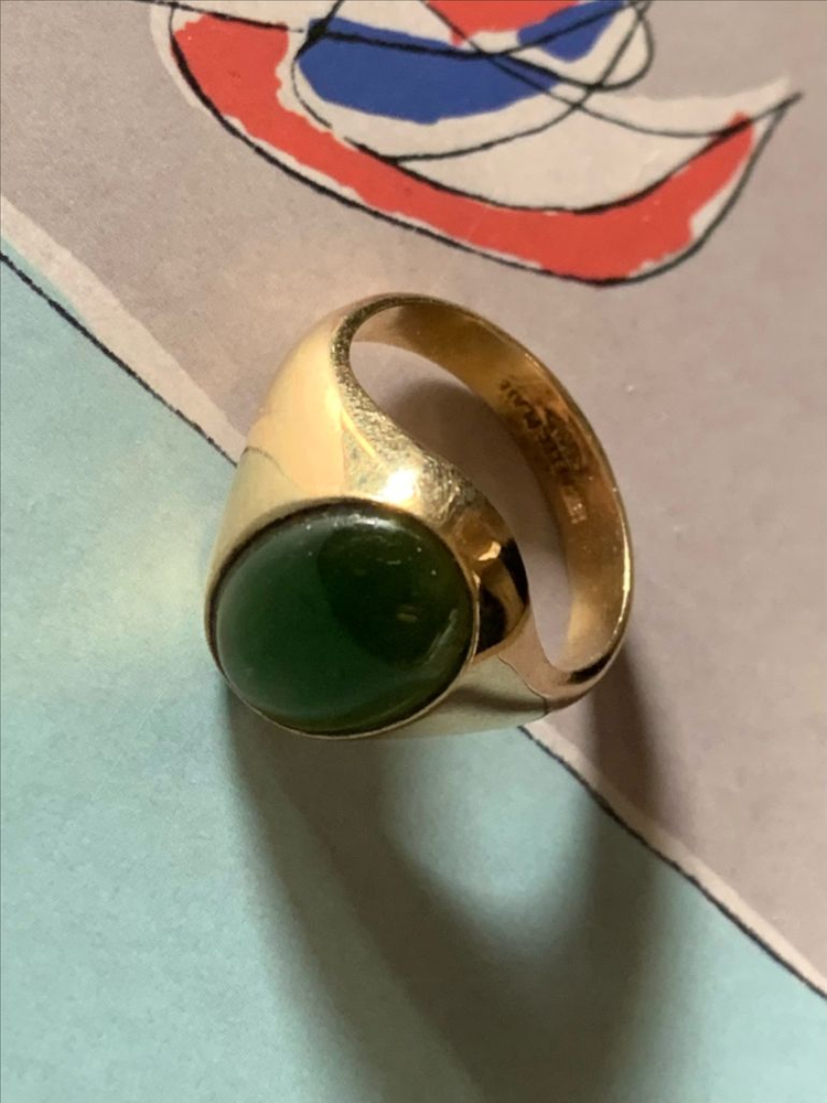 빈티지 오벌 그린 반지--1