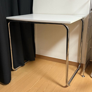 임스 미드센추리모던 화이트책상 라운드스틸 테이블 800